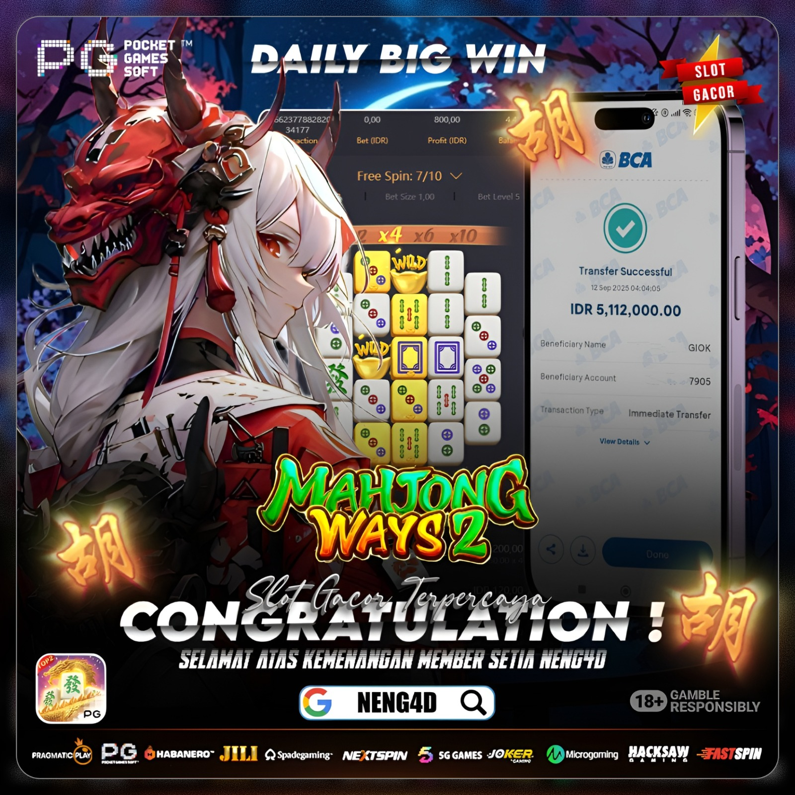 PG SOFT - JACKPOT SLOT MAHJONG WAYS 2 Rp.5.000.000,- LUNAS